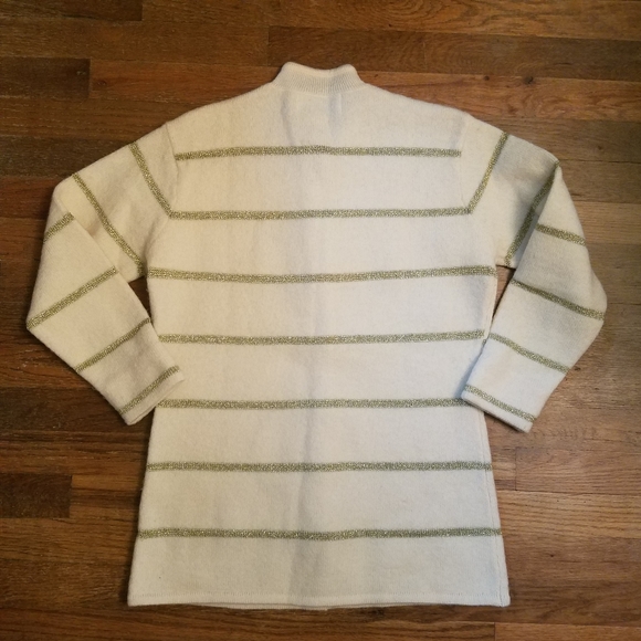 Vintage Grandma Style Cardigan Sweater Wool Cream And Gold Sz Small VtgHong Kong - Picture 13 of 14